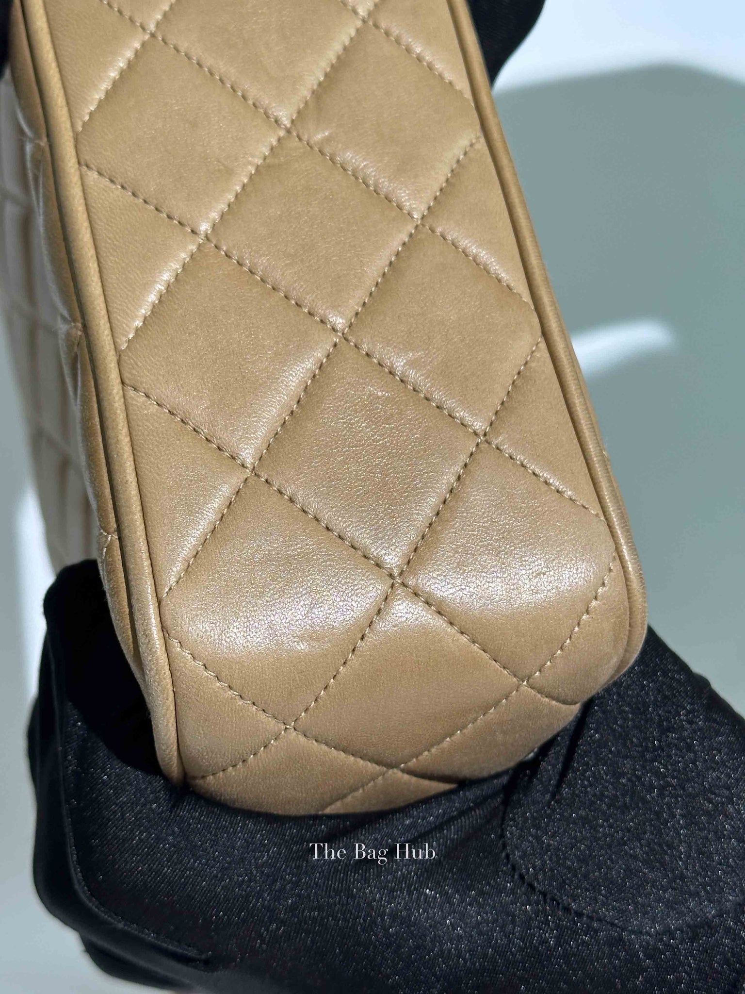 Chanel Beige Lambskin Quilted Front Pocket Medium Camera Bag GHW