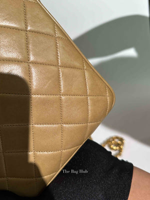 Chanel Beige Lambskin Quilted Front Pocket Medium Camera Bag GHW