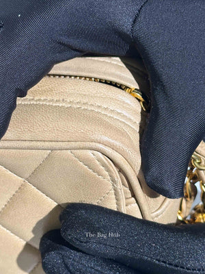 Chanel Beige Lambskin Quilted Front Pocket Medium Camera Bag GHW