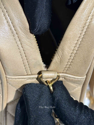 Chanel Beige Lambskin Quilted Front Pocket Medium Camera Bag GHW