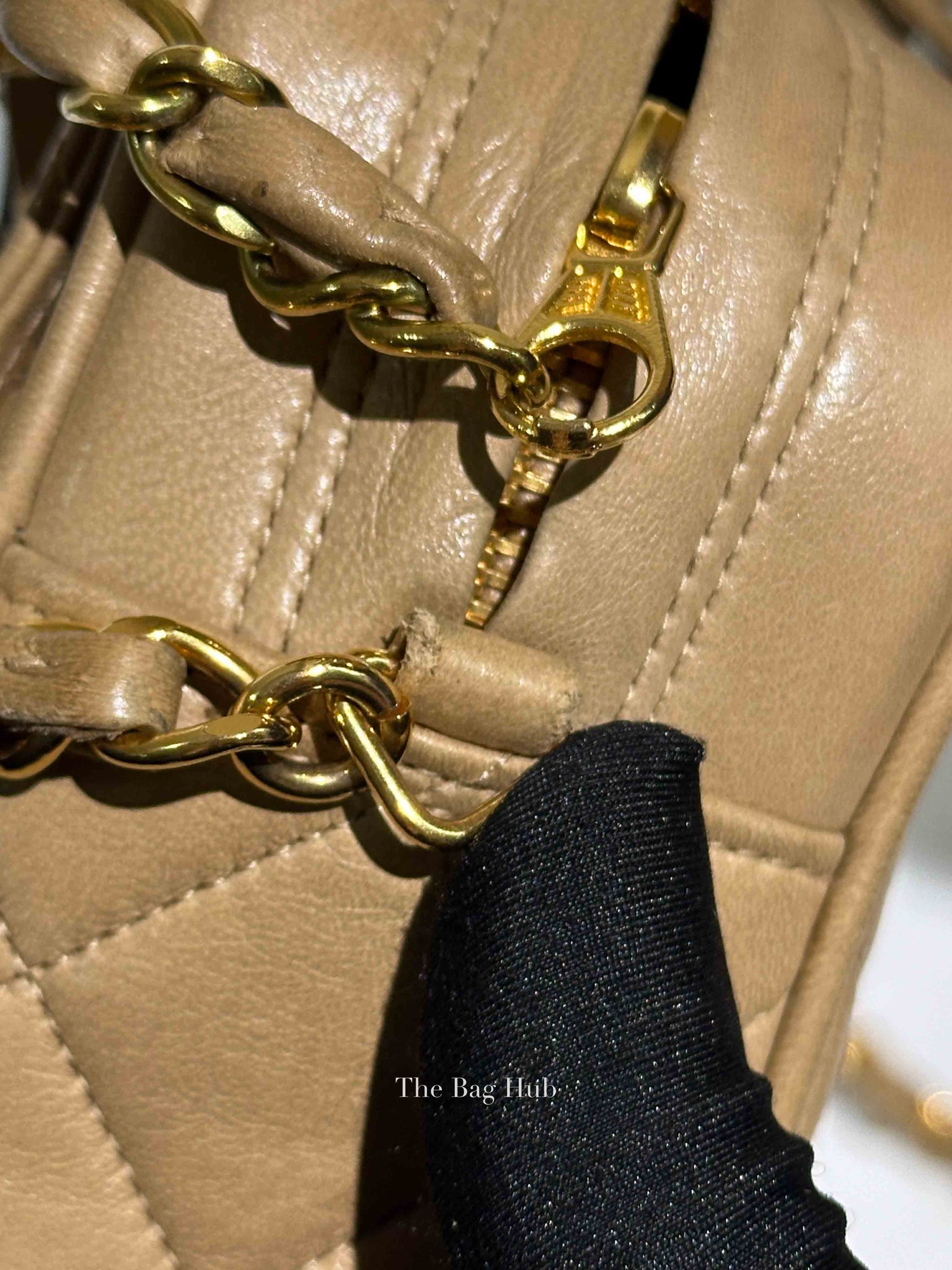 Chanel Beige Lambskin Quilted Front Pocket Medium Camera Bag GHW