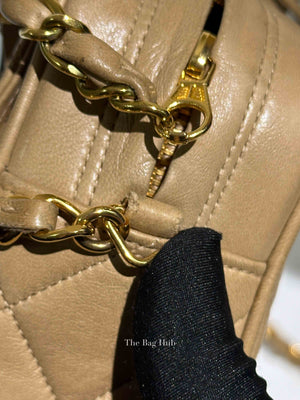 Chanel Beige Lambskin Quilted Front Pocket Medium Camera Bag GHW