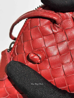 Bottega Veneta Red Intrecciato Leather Nodini Crossbody Bag