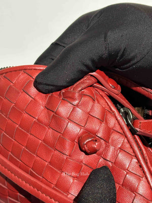 Bottega Veneta Red Intrecciato Leather Nodini Crossbody Bag