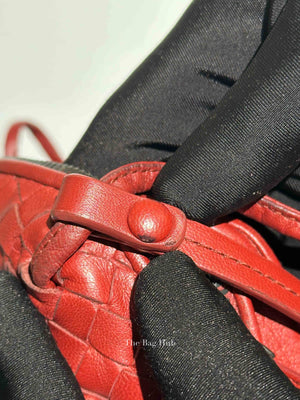 Bottega Veneta Red Intrecciato Leather Nodini Crossbody Bag