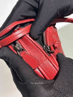 Bottega Veneta Red Intrecciato Leather Nodini Crossbody Bag