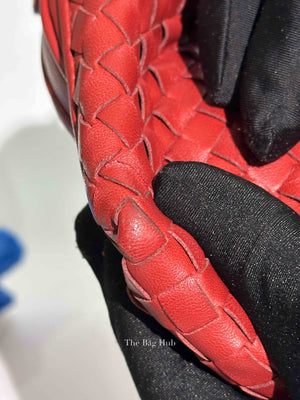 Bottega Veneta Red Intrecciato Leather Nodini Crossbody Bag
