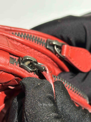 Bottega Veneta Red Intrecciato Leather Nodini Crossbody Bag