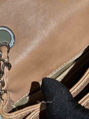 Chanel Beige Lambskin Stitched Mini Flap Bag SHW