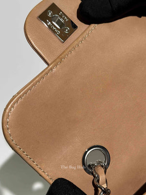 Chanel Beige Lambskin Stitched Mini Flap Bag SHW