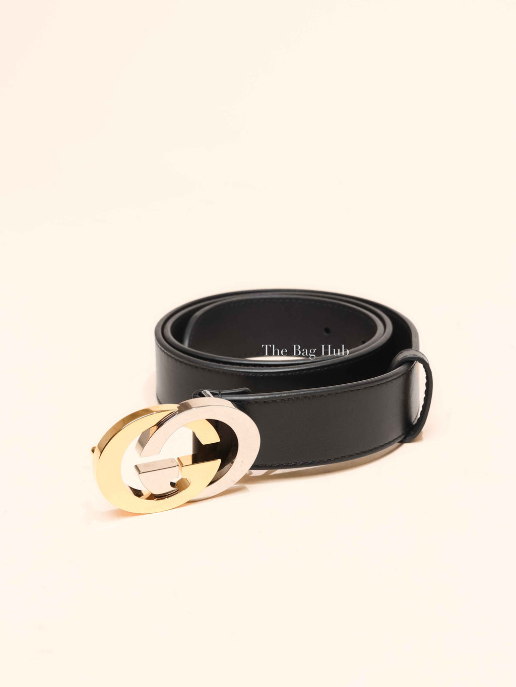 Gucci Black Plutone Calfskin Interlocking G 30mm Belt 80/32
