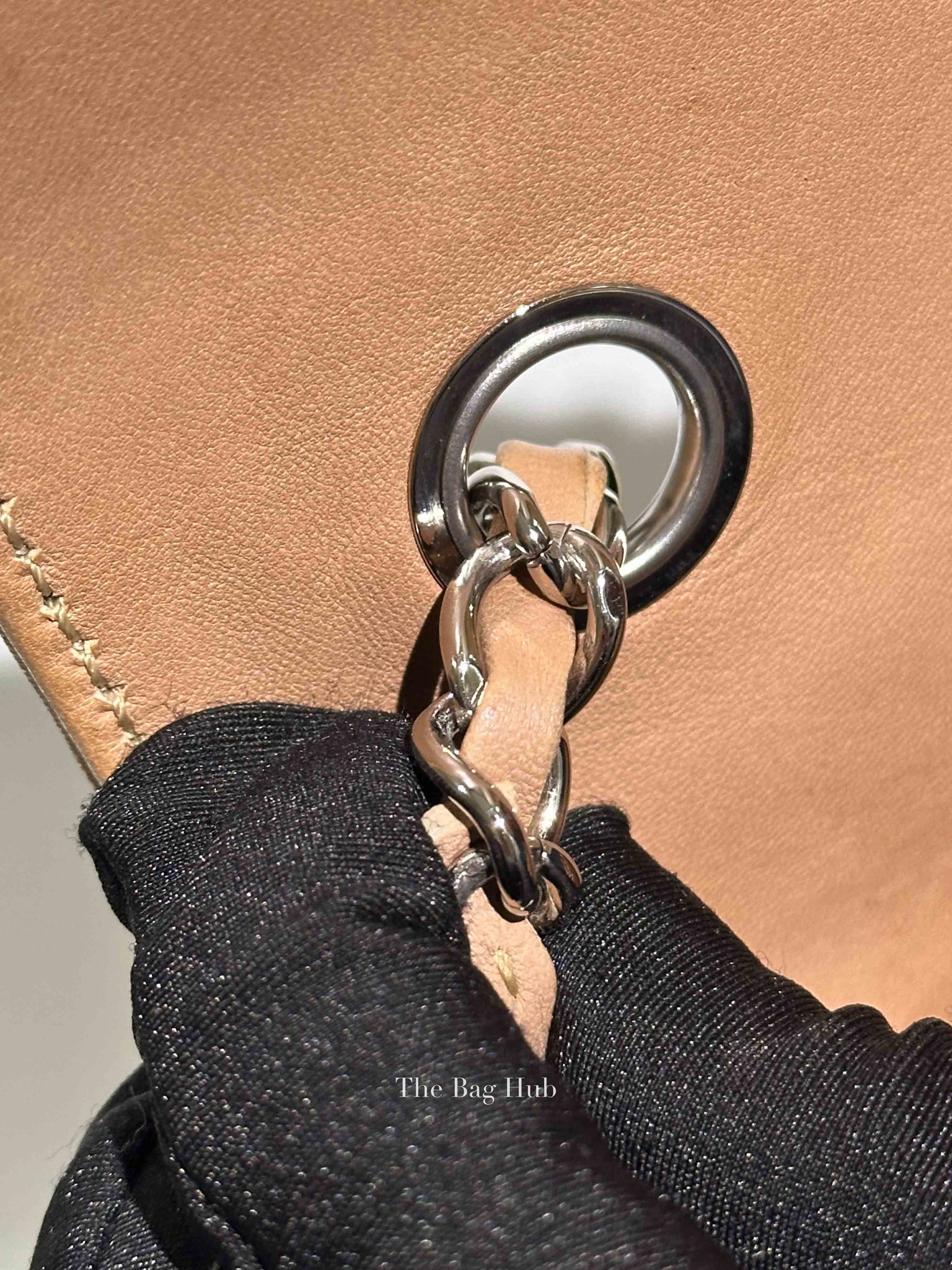 Chanel Beige Lambskin Stitched Mini Flap Bag SHW