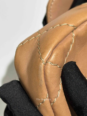 Chanel Beige Lambskin Stitched Mini Flap Bag SHW