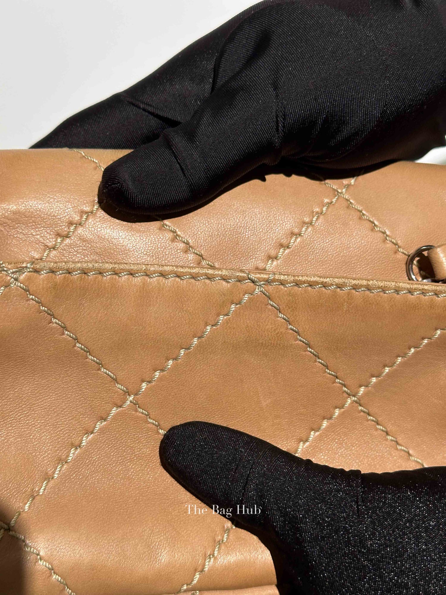 Chanel Beige Lambskin Stitched Mini Flap Bag SHW
