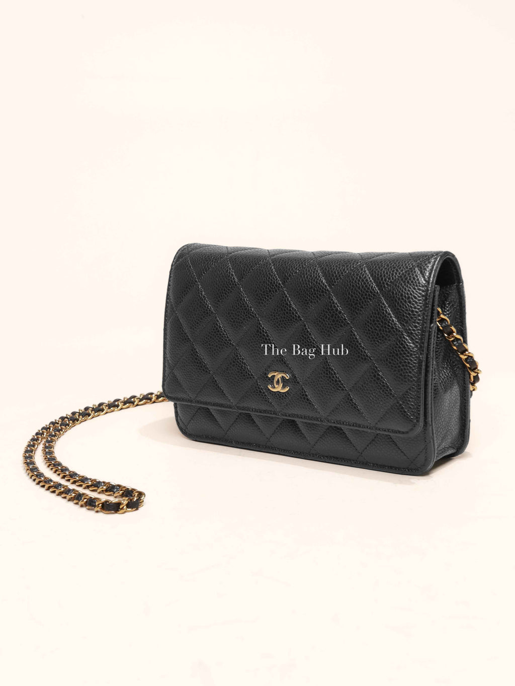 Chanel Black Caviar Quilted Wallet on Chain GHW