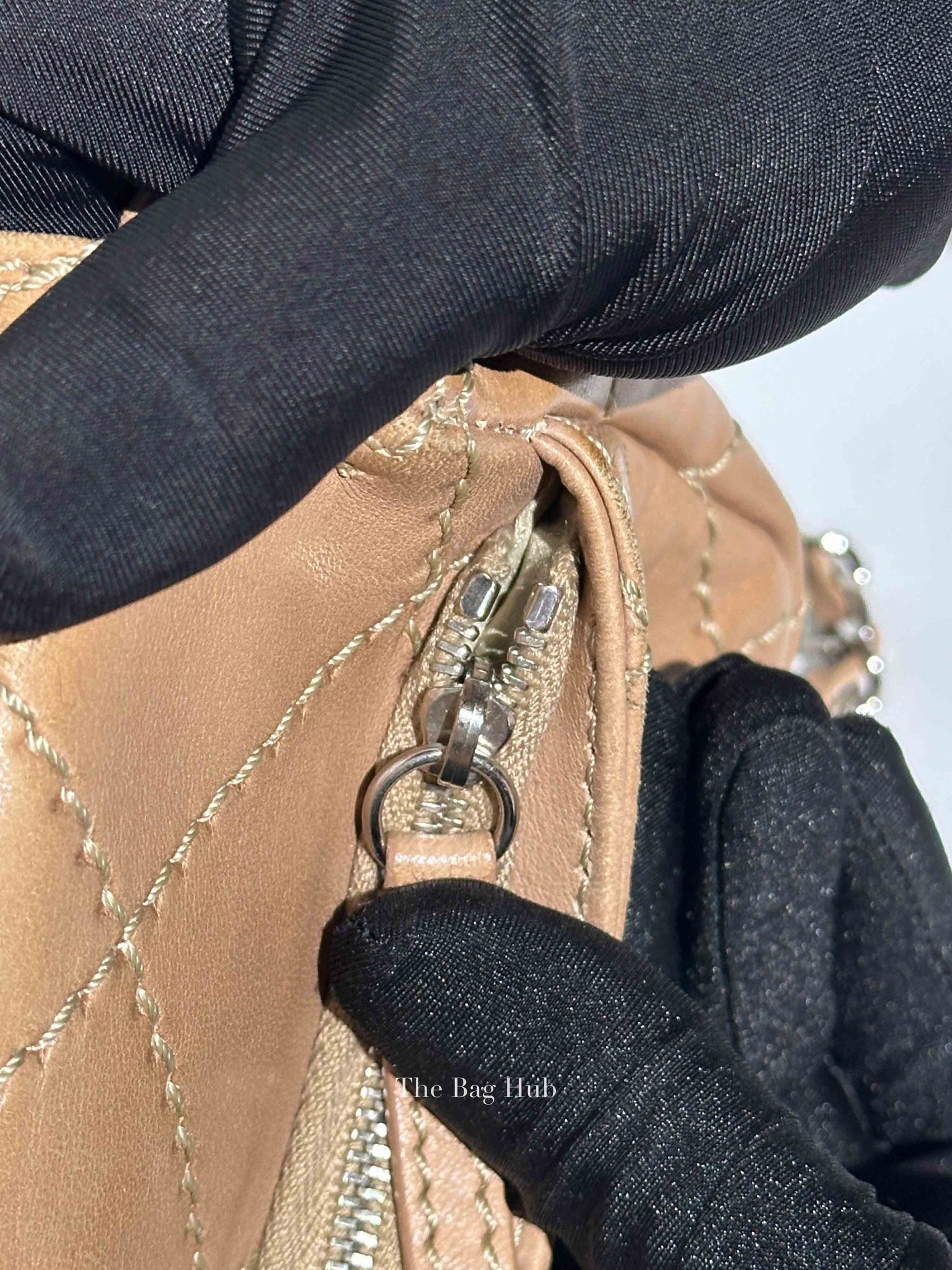 Chanel Beige Lambskin Stitched Mini Flap Bag SHW