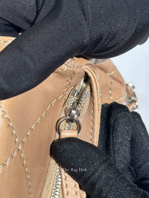Chanel Beige Lambskin Stitched Mini Flap Bag SHW