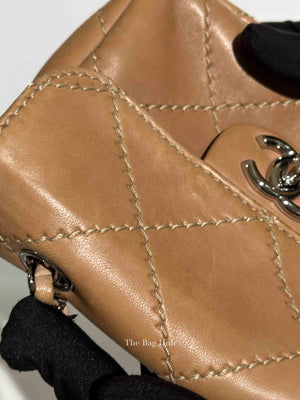 Chanel Beige Lambskin Stitched Mini Flap Bag SHW