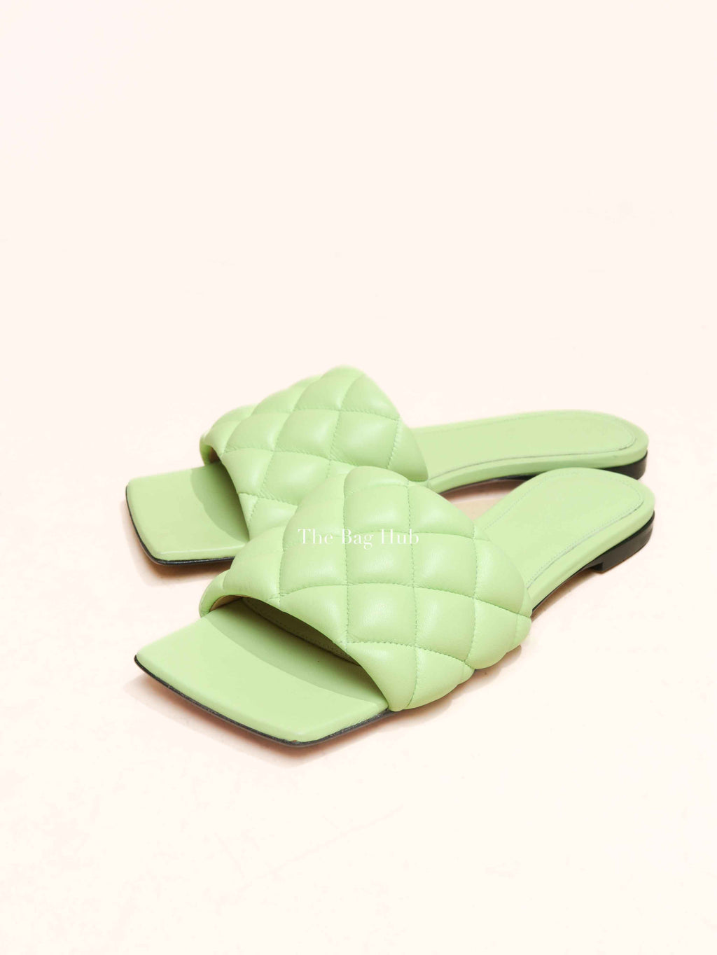 Bottega Veneta Mint Green Quilted Padded Flat Sandals Size 35.5