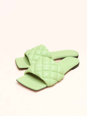 Bottega Veneta Mint Green Quilted Padded Flat Sandals Size 35.5