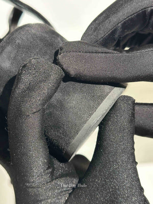 Chanel Black Suede Calfskin Peep Toe Wedge Sandals Size 36.5