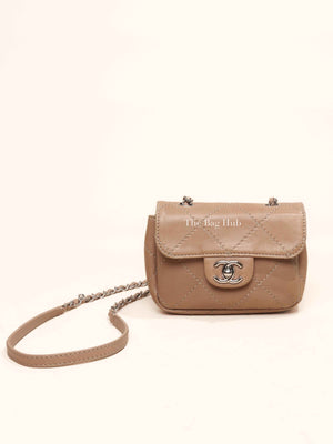 Chanel Beige Lambskin Stitched Mini Flap Bag SHW