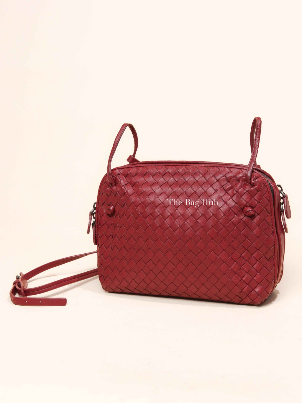 Bottega Veneta Red Intrecciato Leather Nodini Crossbody Bag