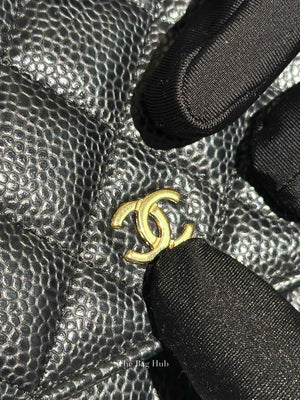 Chanel Black Caviar Quilted Wallet on Chain GHW