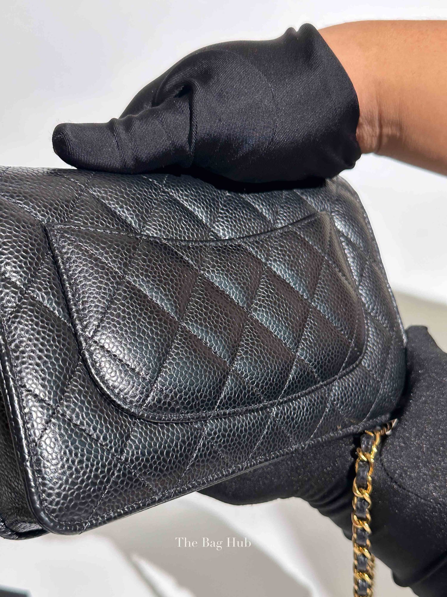 Chanel Black Caviar Quilted Wallet on Chain GHW