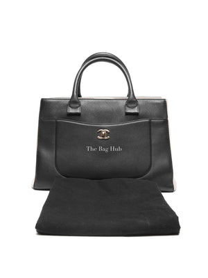 Chanel Black/Beige Grained Calfskin Small Neo Executive Shopper Tote Bag GHW