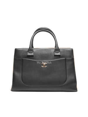 Chanel Black/Beige Grained Calfskin Small Neo Executive Shopper Tote Bag GHW