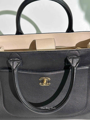 Chanel Black/Beige Grained Calfskin Small Neo Executive Shopper Tote Bag GHW