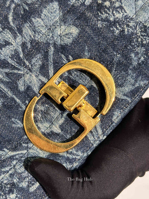 Dior Blue Floral Denim Large Caro Chain Bag
