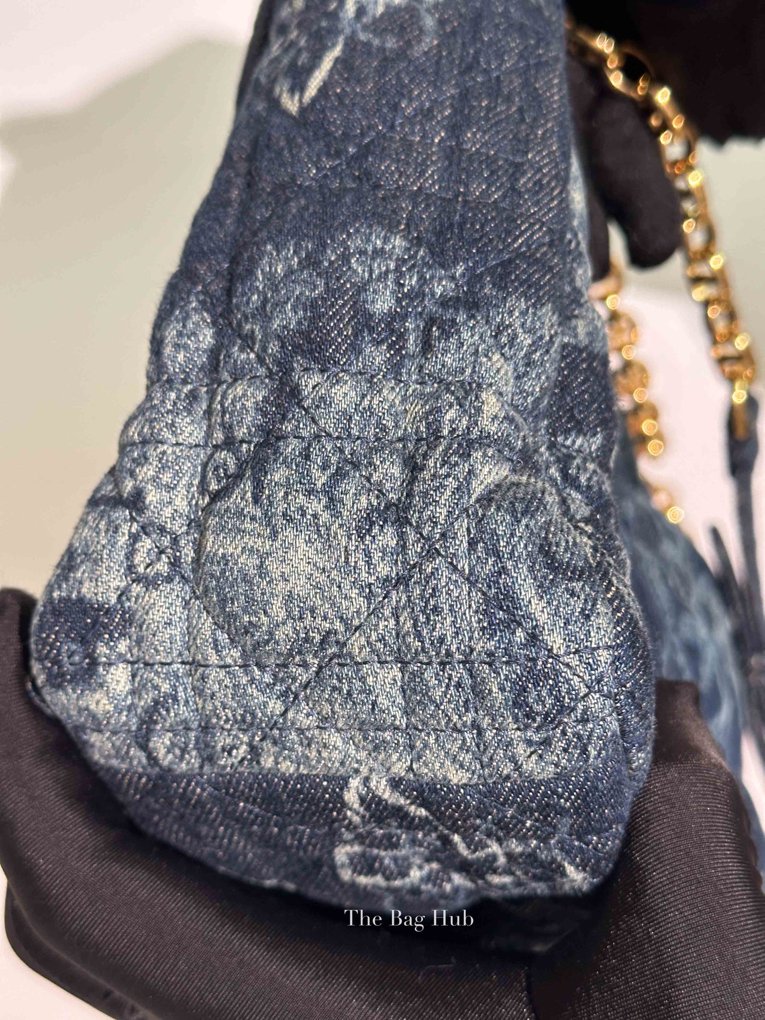 Dior Blue Floral Denim Large Caro Chain Bag