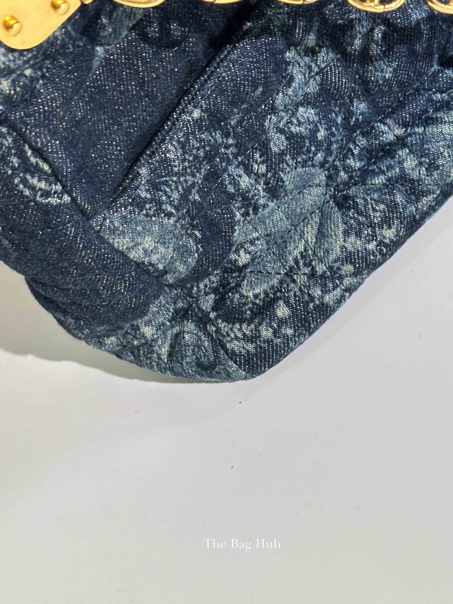 Dior Blue Floral Denim Large Caro Chain Bag