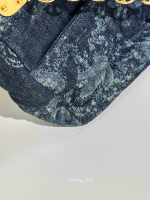 Dior Blue Floral Denim Large Caro Chain Bag