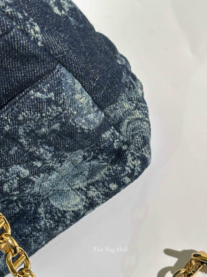 Dior Blue Floral Denim Large Caro Chain Bag