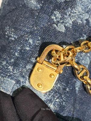 Dior Blue Floral Denim Large Caro Chain Bag