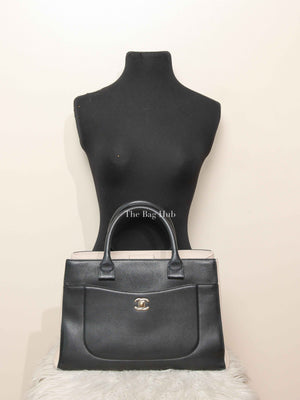Chanel Black/Beige Grained Calfskin Small Neo Executive Shopper Tote Bag GHW
