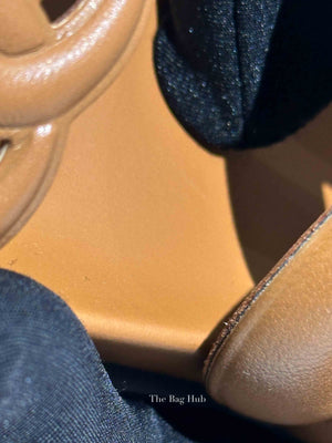 Hermes Gold Leather Extra Sandals Size 34.5