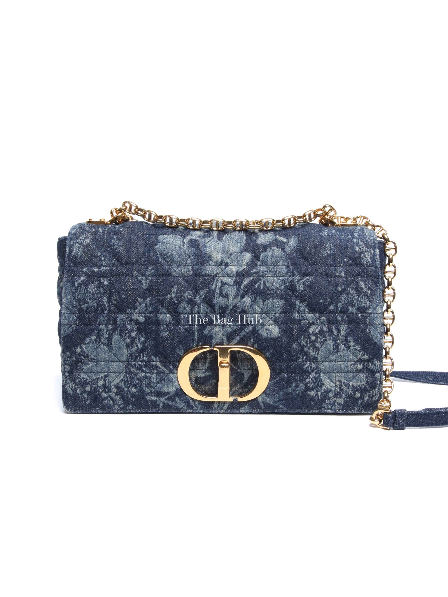 Dior Blue Floral Denim Large Caro Chain Bag