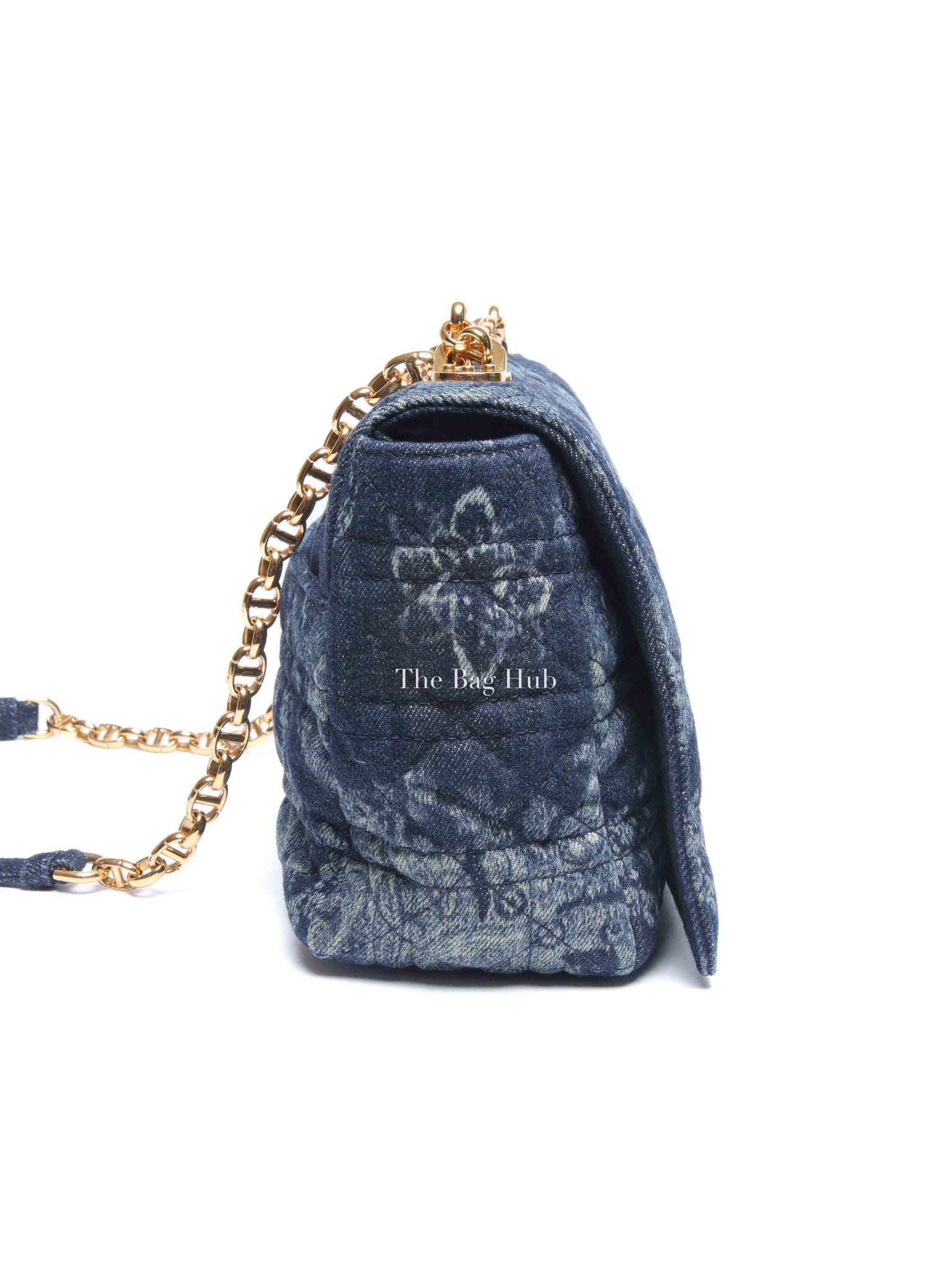 Dior Blue Floral Denim Large Caro Chain Bag