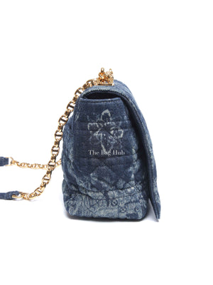 Dior Blue Floral Denim Large Caro Chain Bag