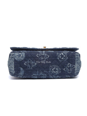 Dior Blue Floral Denim Large Caro Chain Bag