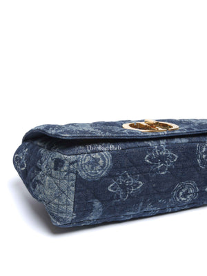 Dior Blue Floral Denim Large Caro Chain Bag