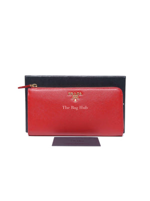 Prada Fuoco Saffiano Leather Long Wallet 1M1183