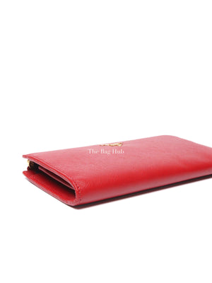 Prada Fuoco Saffiano Leather Long Wallet 1M1183