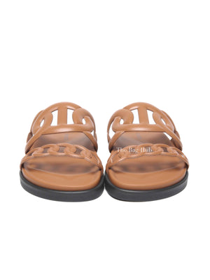 Hermes Gold Leather Extra Sandals Size 34.5