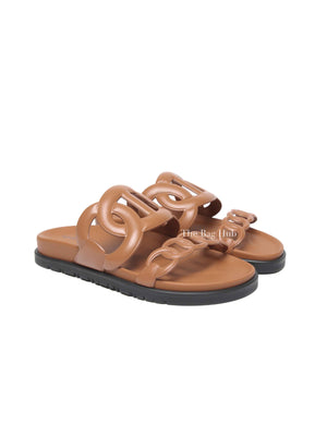 Hermes Gold Leather Extra Sandals Size 34.5