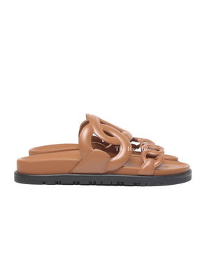 Hermes Gold Leather Extra Sandals Size 34.5